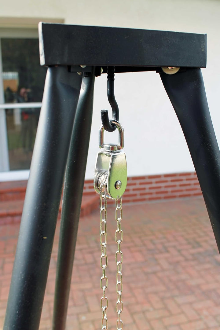 Massives 180 cm Stahl Dreibein ohne Grillrost + Kettenzug "Benny" Tripod für Gulaschkessel Schwenkgr