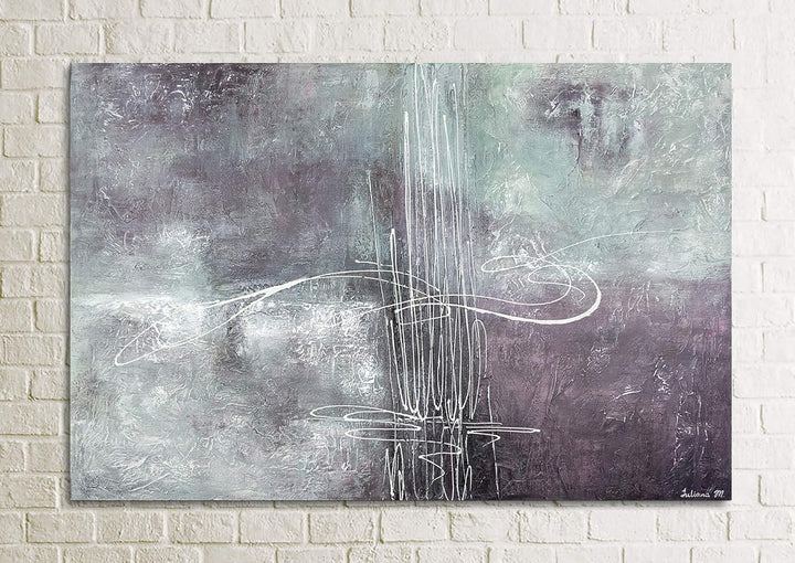 YS-Art Abstrakt Acryl Gemälde auf Leinwand Melodie handgemalt Wandbilder Wohnzimmer modern Wohndekor