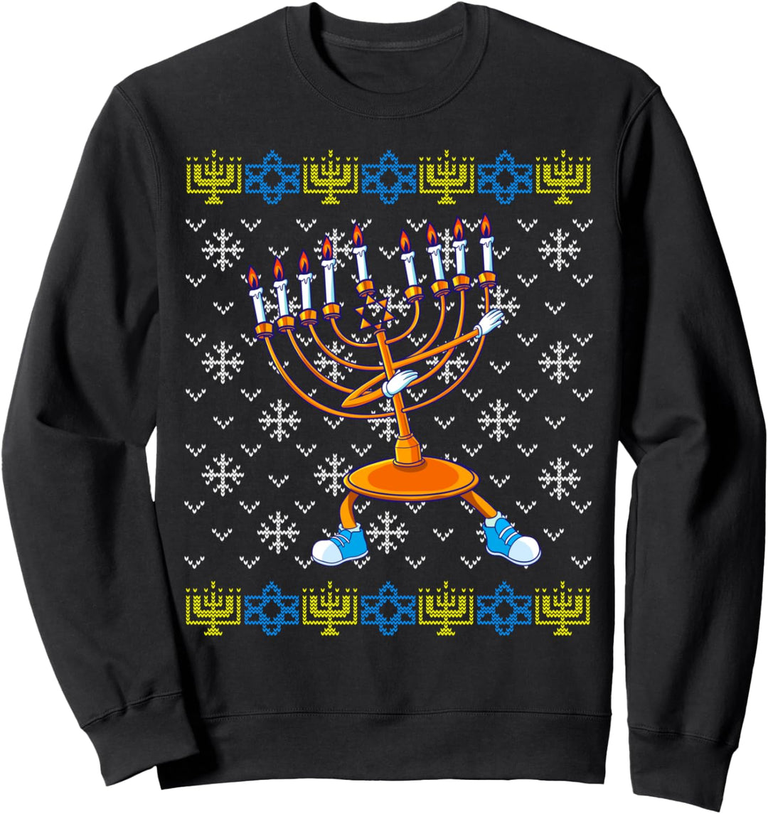 Dabbing Menorah Hässliche Chanukka Pullover Weihnachten Sweatshirt