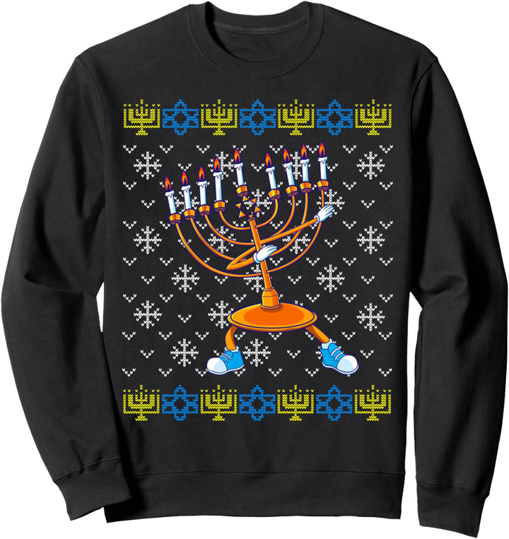 Dabbing Menorah Hässliche Chanukka Pullover Weihnachten Sweatshirt