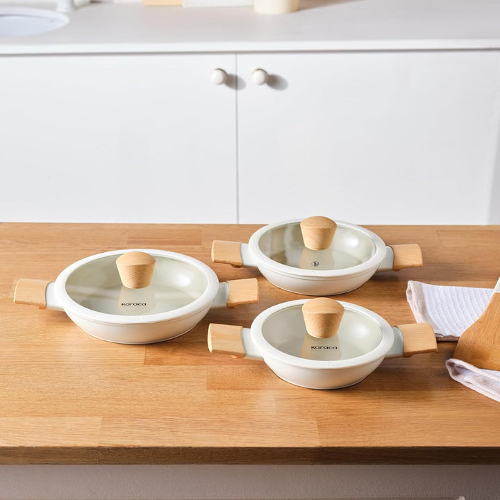 KARACA Schalenset Schweizer Mandeln 6 teilig für Snacks und Nüsse Creme Mandelförmig Flach, Elegante