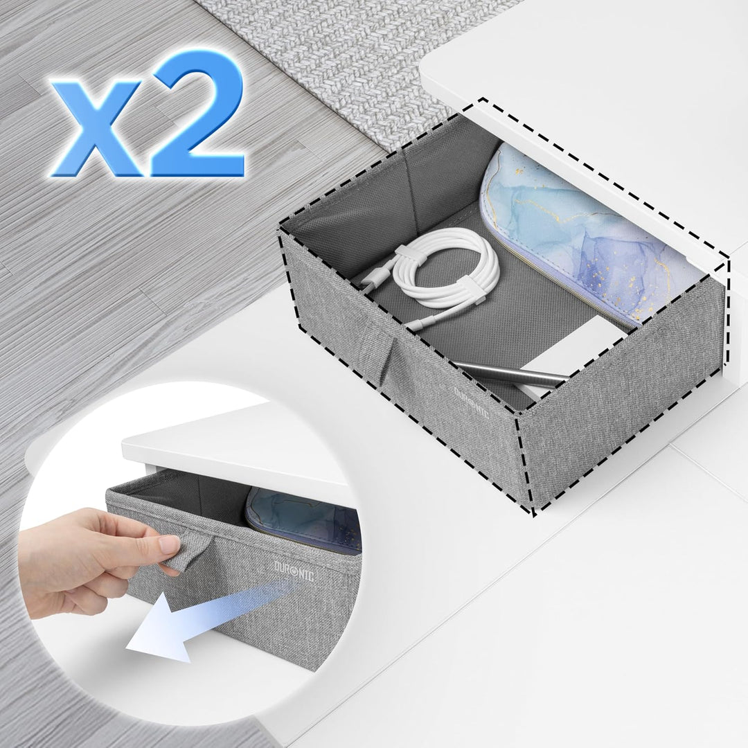 Duronic DD2 WE Schreibtischaufsatz für 2 Monitore | 120 x 25 x 11,5 cm | Monitorerhöhung mit Tischkl