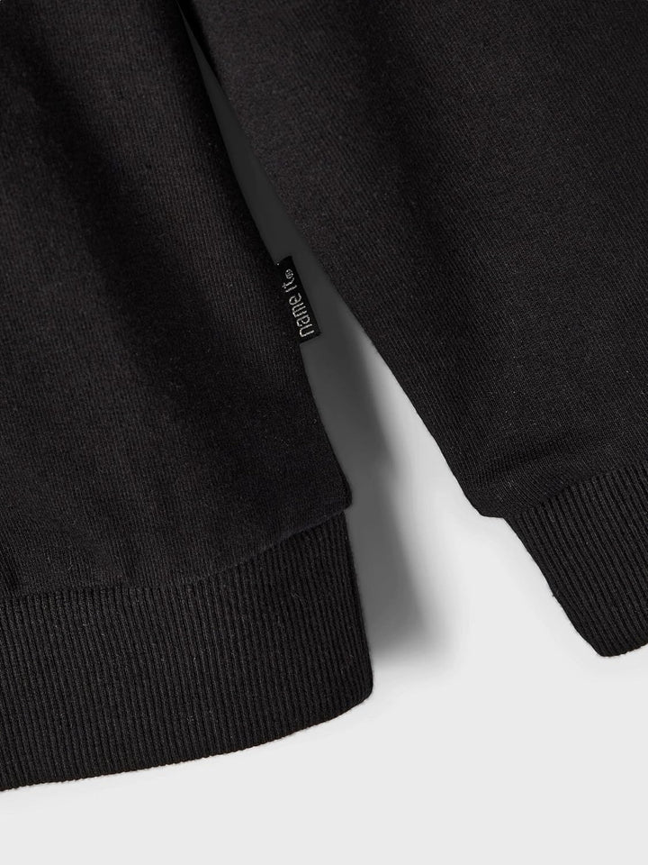 NAME IT Mädchen Kapuzen Sweater aus Bio-Baumwolle 116 Schwarz, 116 Schwarz