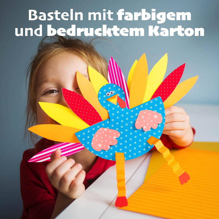 Craft Sensations 72 Blatt Dekorpapier - Karton - Buntes Papier DIN A4-220g/m² Set 9 Farben und Muste