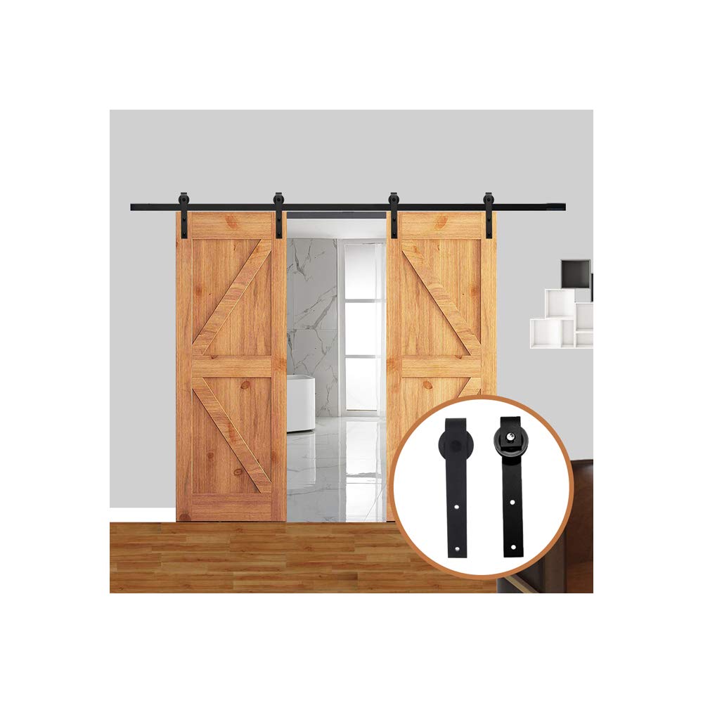 LWZH 19FT/579cm Schiebetuerbeschlag Set Sliding Barn Door Hardware Kit für Doppeltür Scheunentore,Sc