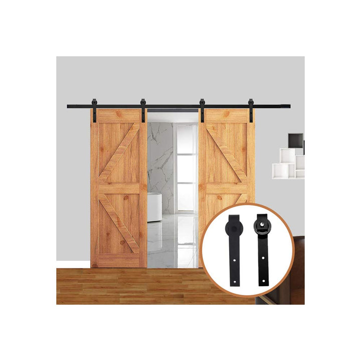 LWZH 19FT/579cm Schiebetuerbeschlag Set Sliding Barn Door Hardware Kit für Doppeltür Scheunentore,Sc