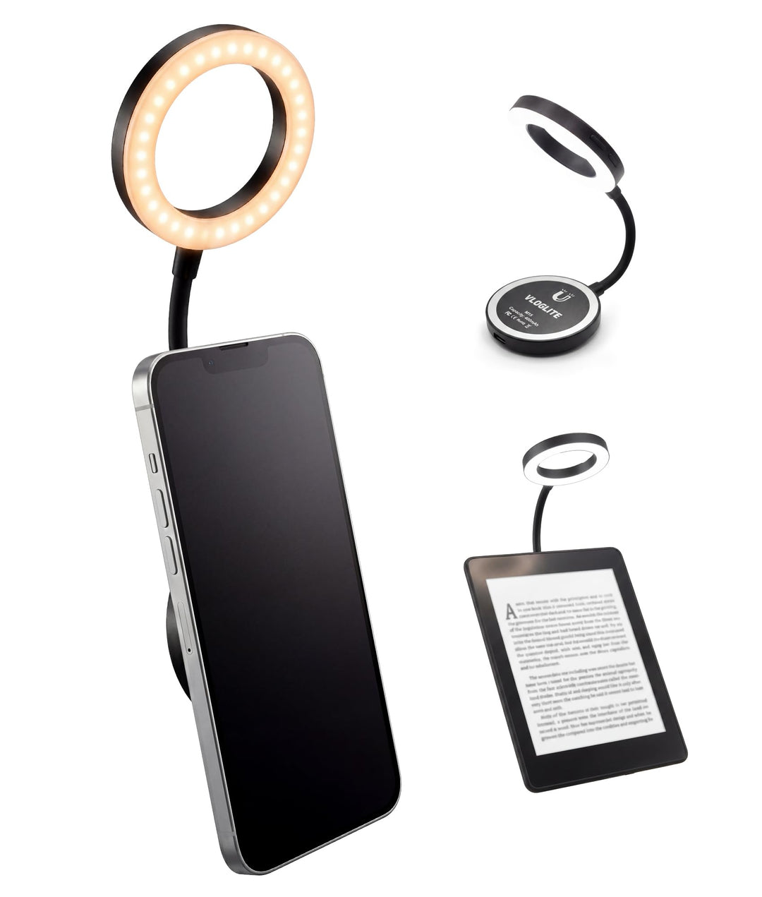 Ring Light, Magnetic Selfie Light with Gooseneck for Reading and Video Conference, 5 Brightness Leve
