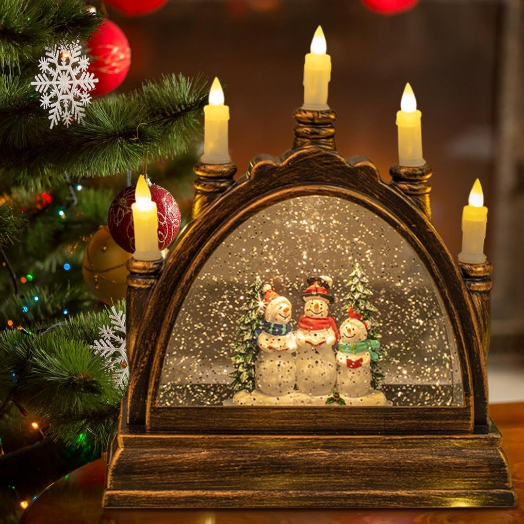 Christmas Snow Globes Winter | Lighted Christmas Snow | Winter Scene Music Lantern | Glittering Wate