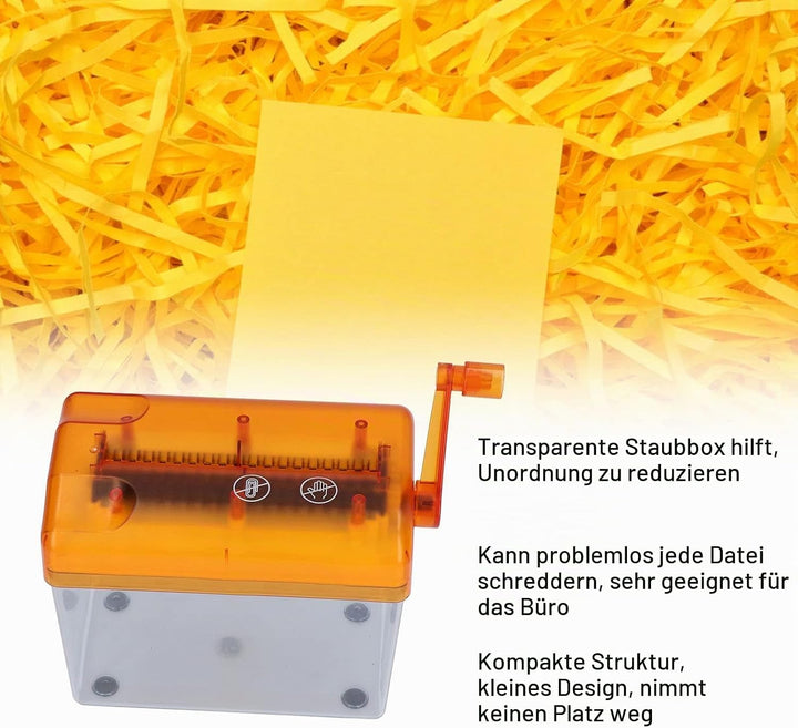 Tragbarer Manueller Aktenvernichter für Zuhause, Aktenvernichter mit 2 Blatt Kreuzschnitt, Handkurbe