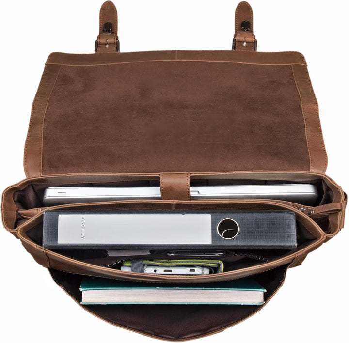 STILORD 'Alfred' Vintage Leder Aktentasche aufsteckbar XL gross Laptoptasche 17 Zoll Lehrertasche Do