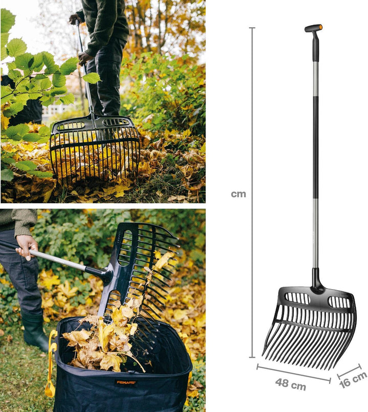 Fiskars Schaufelrechen, Ergonomic, Kombination aus Schaufel und Rechen, Länge: 150 cm, Breite: 48 cm