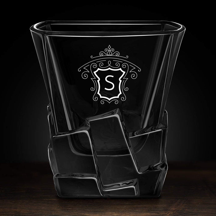 Maverton Whisky Steine Set - in Holzbox mit Gravur - 8 Eiswürfel + 2 Whisky Gläser - wiederverwendba