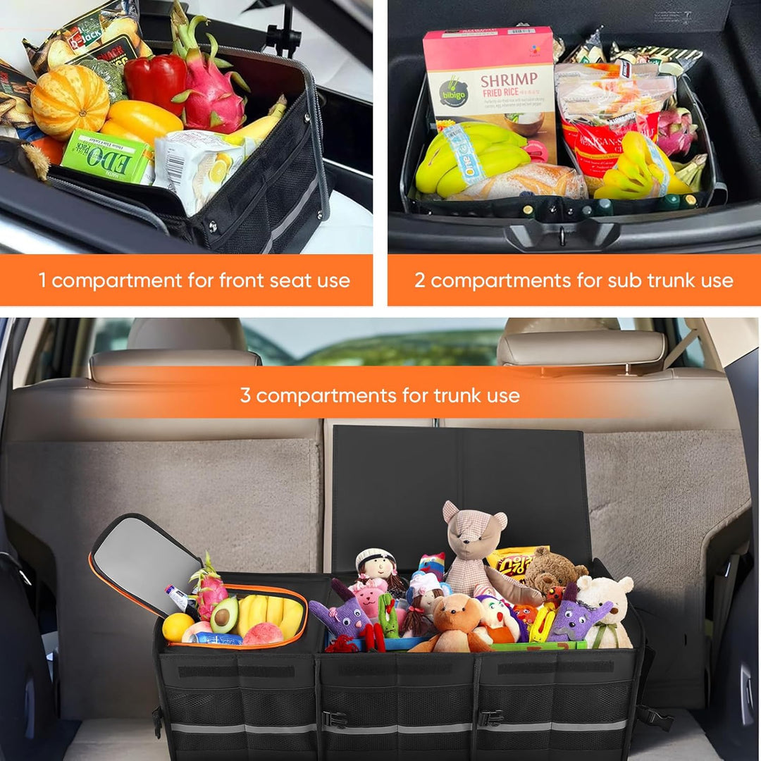 105L Auto Kofferraum Organizer,Kofferraum Organizer mit Kühltasche, Zusammenklappbarer Auto Organize