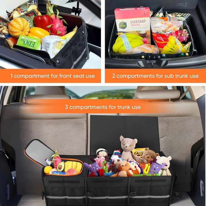 105L Auto Kofferraum Organizer,Kofferraum Organizer mit Kühltasche, Zusammenklappbarer Auto Organize