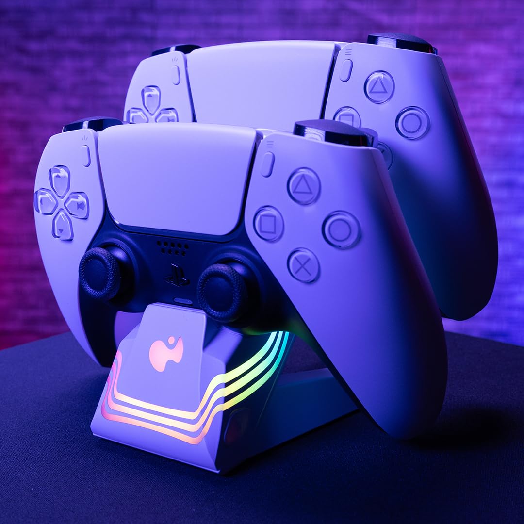 PDP PS5 Afterglow Wave DUAL Charger White, Afterglow