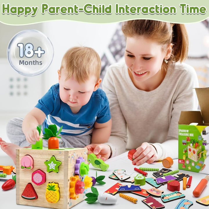 Motorikwürfel 5 in 1 Aktivitätswürfel Spielzeug ab 1 2 3 4 jahr Geschenk, 49 Pcs Montessori Lernspie