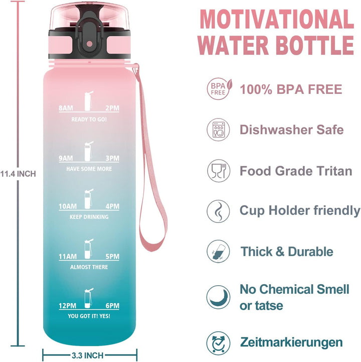 Vikaster Trinkflasche Sport, 500ml / 1L / 1,5L BPA-frei Tritan Auslaufsicher Kunststoff Wasserflasch