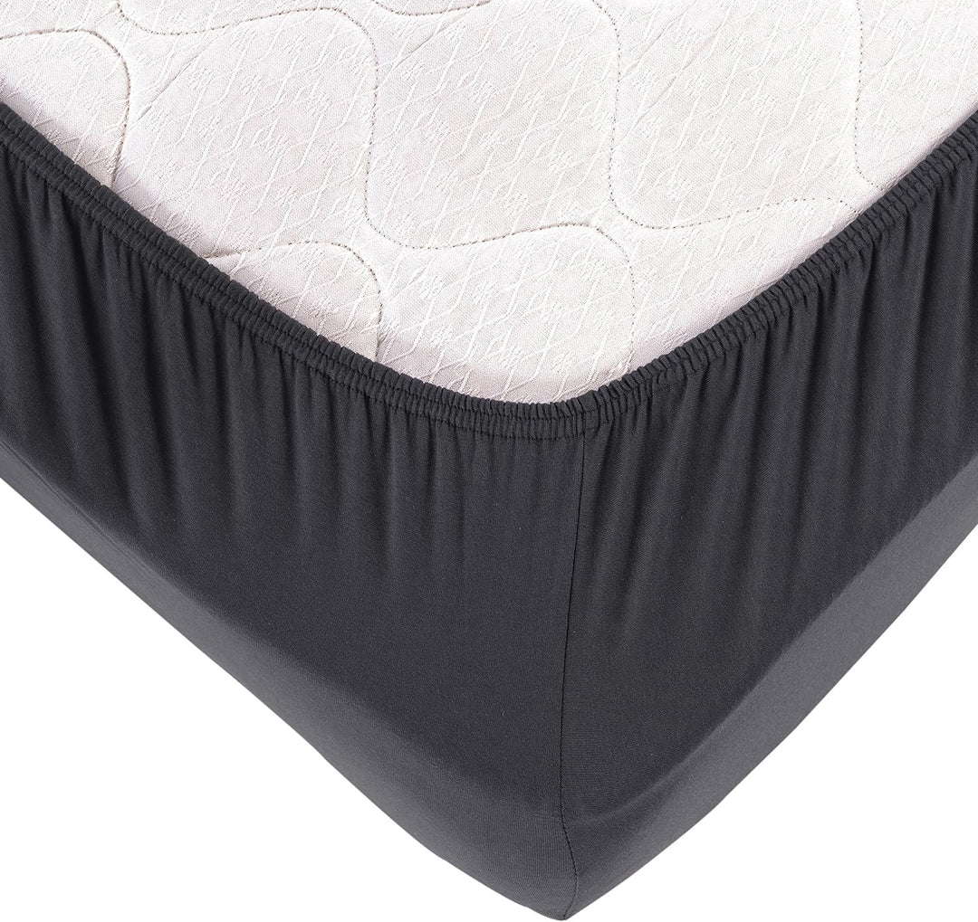 Vency Premium Jersey Spannbettlaken 180x200cm Anthrazit - Spannbetttuch 100% Baumwolle, Bettlaken 18