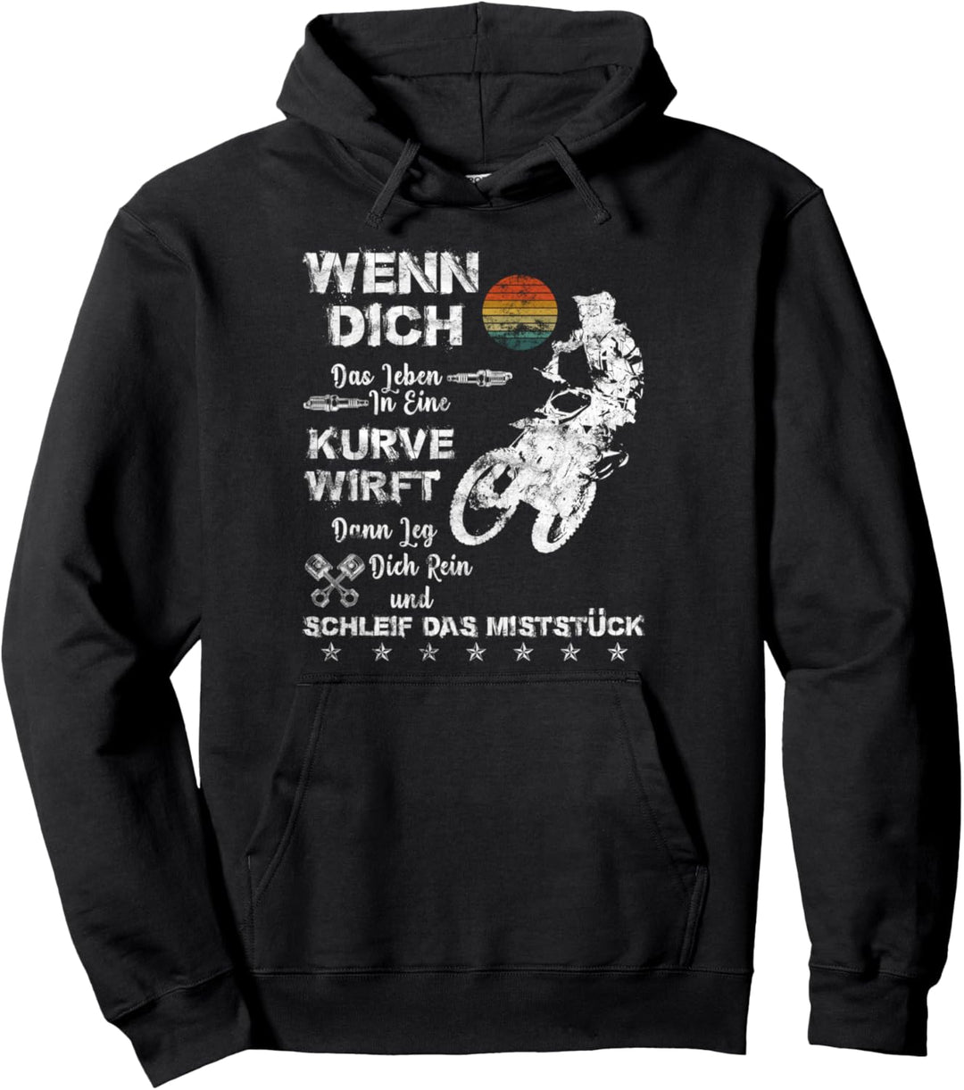 Wenn Dich Das Leben In Eine Kurve Wirft Motorrad Vintage Pullover Hoodie
