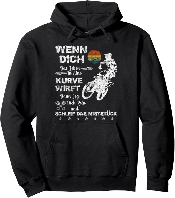 Wenn Dich Das Leben In Eine Kurve Wirft Motorrad Vintage Pullover Hoodie