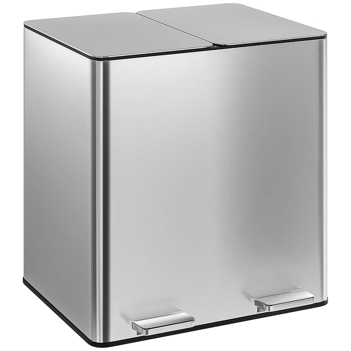 STEELSØN Gloas Mülleimer 2 Fächer – Mülltrennsystem Küche 2x15 L aus Edelstahl Silber – Tretmülleime