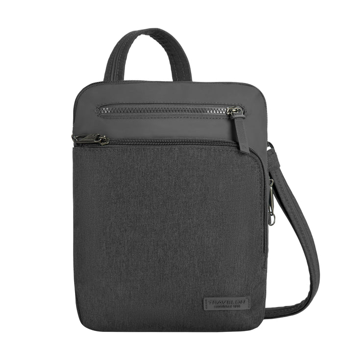 Travelon Unisex Diebstahlschutz Metro Small Crossbody Umhängetasche 9.75 x 10.75 x 2 Grau, 9.75 x 10