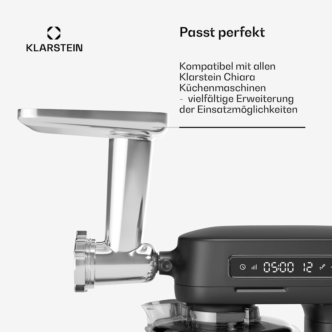 Klarstein Chiara Fleischwolf Küchenmaschinen-Zubehör – Vielseitiger Fleischwolf, Edelstahl, 4 Klinge
