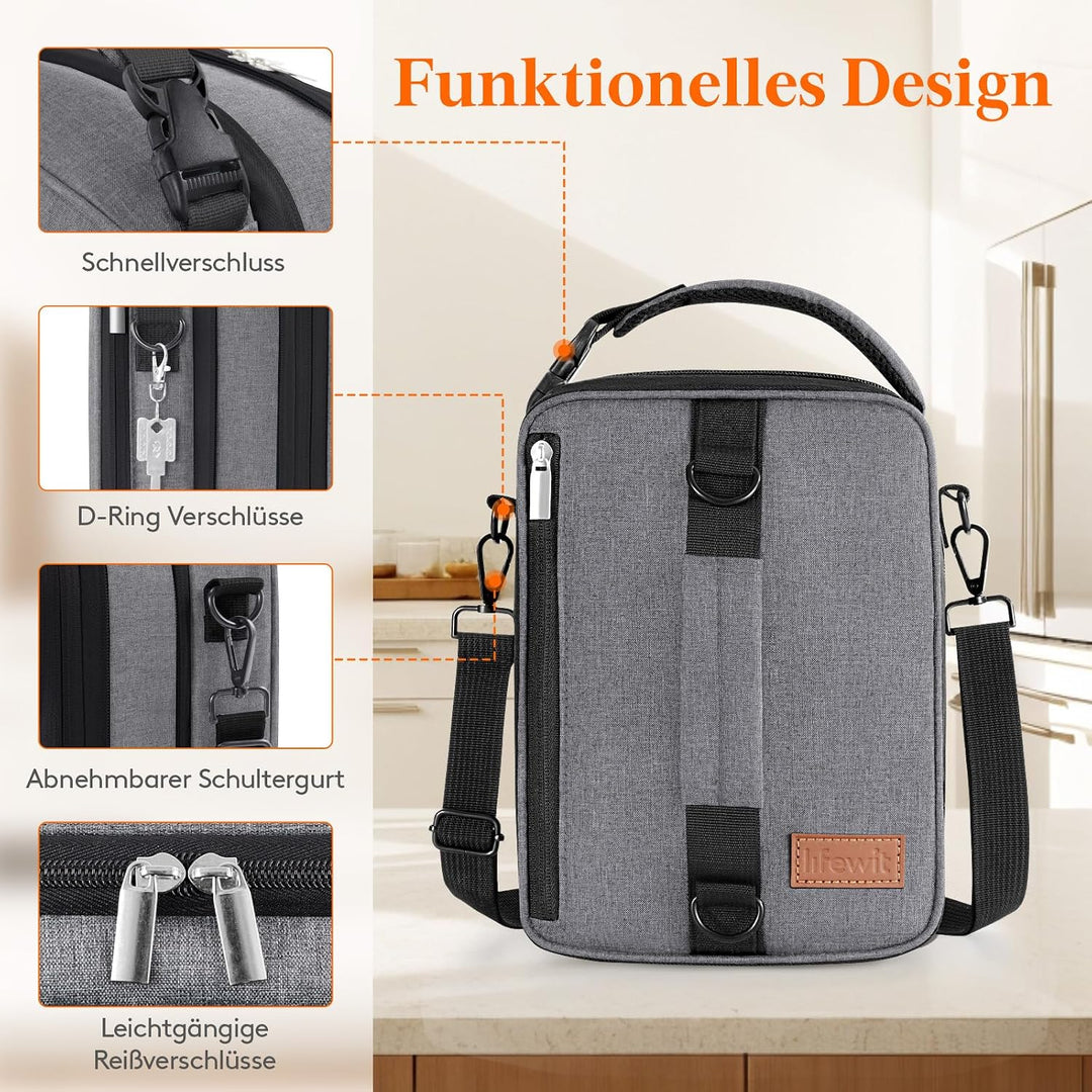 Lifewit Erweiterbare Lunchtasche 8,2L, Kühltasche Klein, Lunch Bag 8.2L Grau, 8.2L Grau
