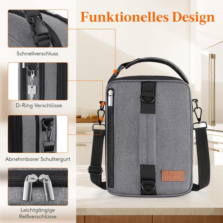 Lifewit Erweiterbare Lunchtasche 8,2L, Kühltasche Klein, Lunch Bag 8.2L Grau, 8.2L Grau