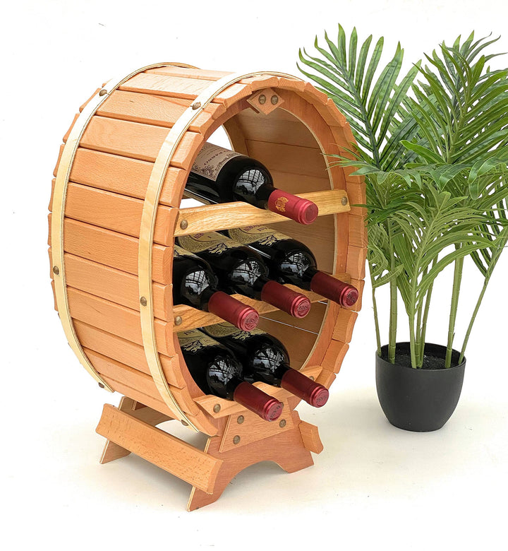 DanDiBo Weinregal Holz Stehend Weinfass 6 Flaschen Natur Flaschenregal Flaschenhalter Fass 6 Flasche
