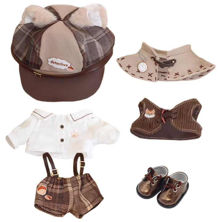 niannyyhouse 10cm 15cm 20cm Puppe Kleidung Braun Hut Hemd Gurt Hosen Schal Weste Leder Schuhe Vintag