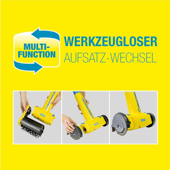 GLORIA MultiBrush li-on - Multifunktionale Akku-Bürste/Unkrautentferner | Nutzbar als Stein-, Holz-,