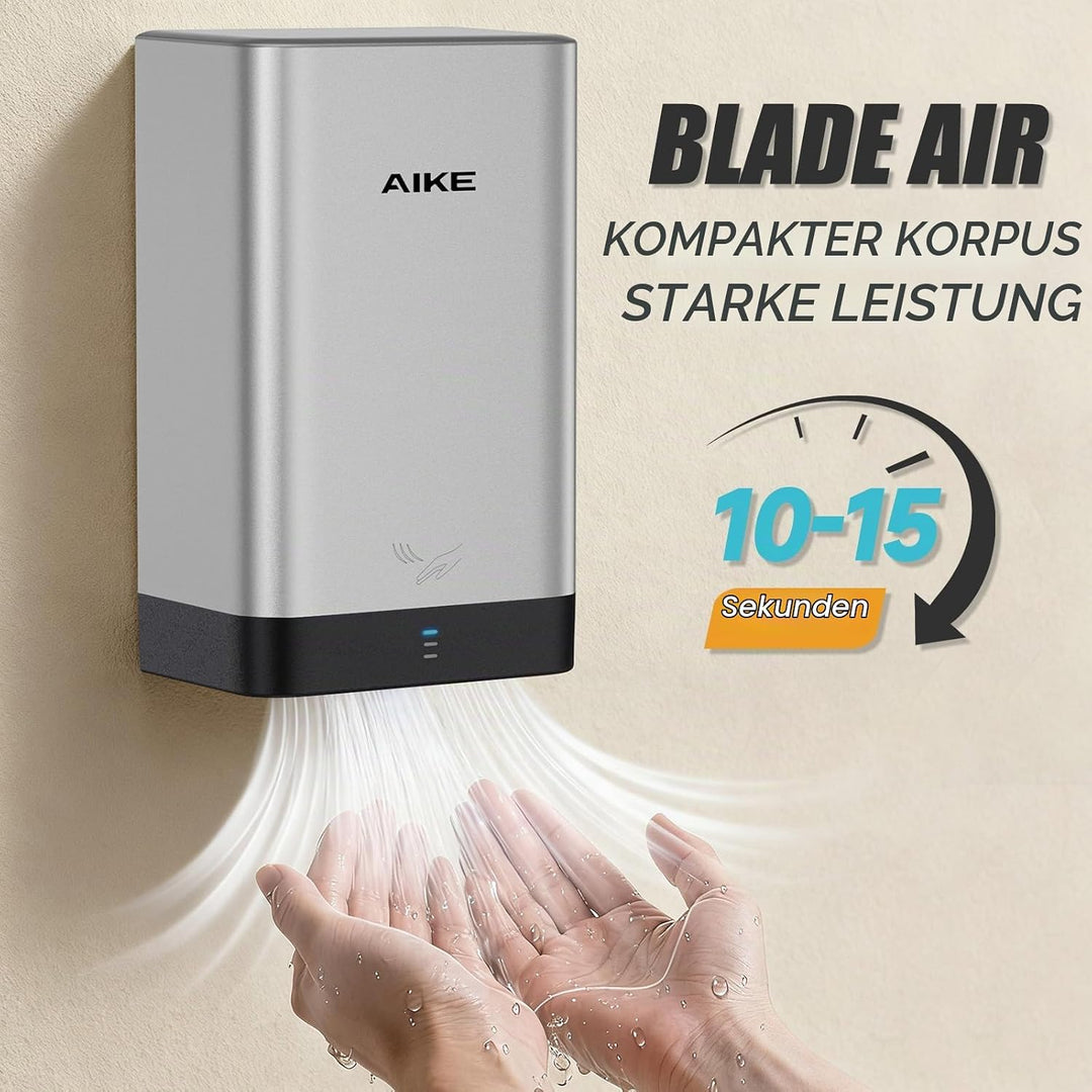 AIKE AK2822 ABS Händetrockner, Energiesparender elektrischer Hochgeschwindigkeits-Händetrockner, Aut