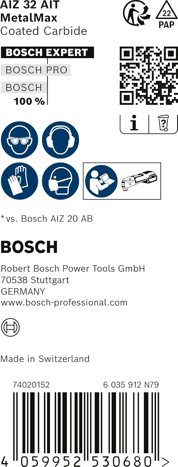Bosch Professional 10x Sägeblatt Expert MetalMax AIZ 32 AIT (für Stahl, Edelstahl, Breite 32 mm, Zub