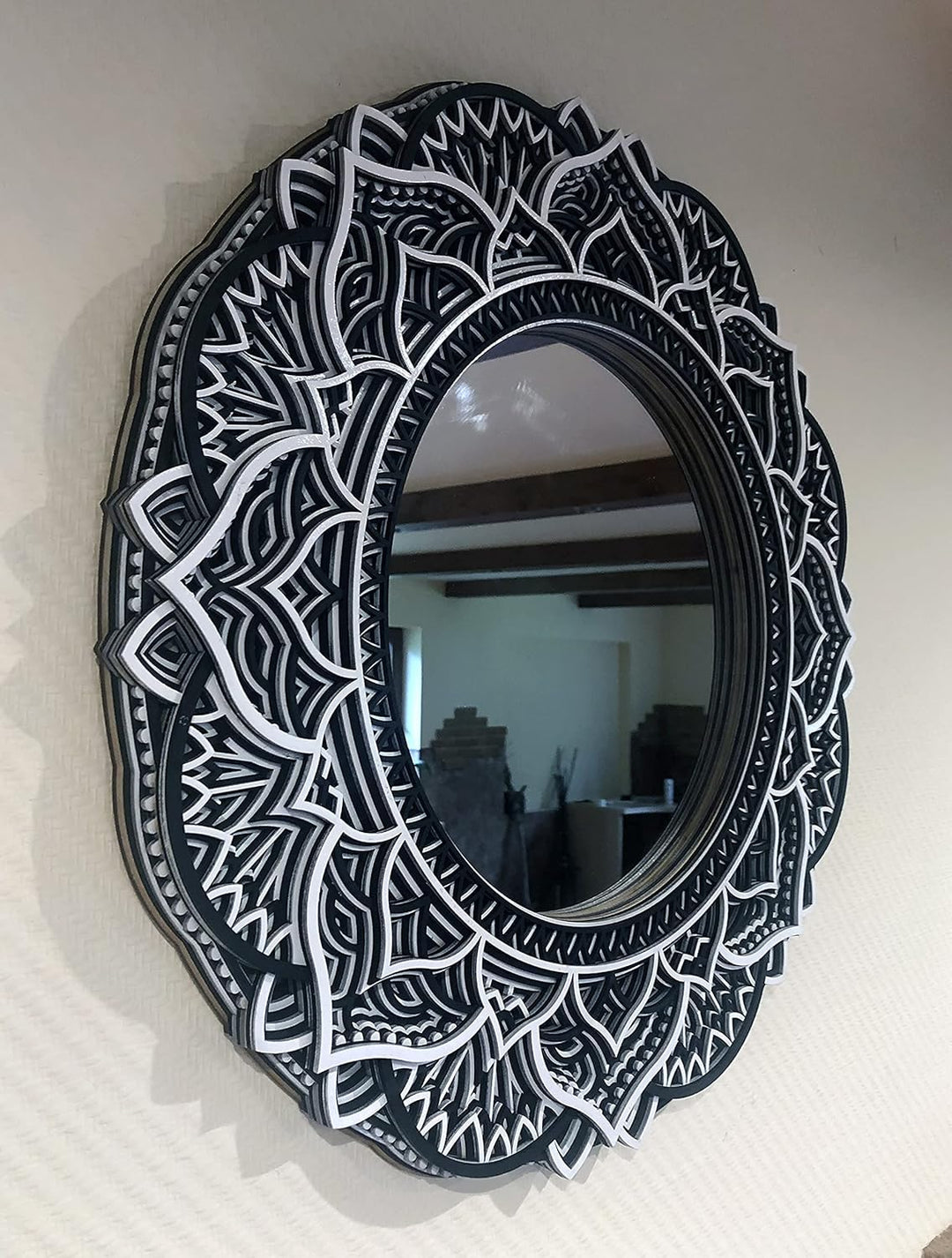 Holz Mandala Spiegel Wohnkultur Elegante Wohnung Wandkunst Farbige Wohnzimmer Küche Hängende Dekorat