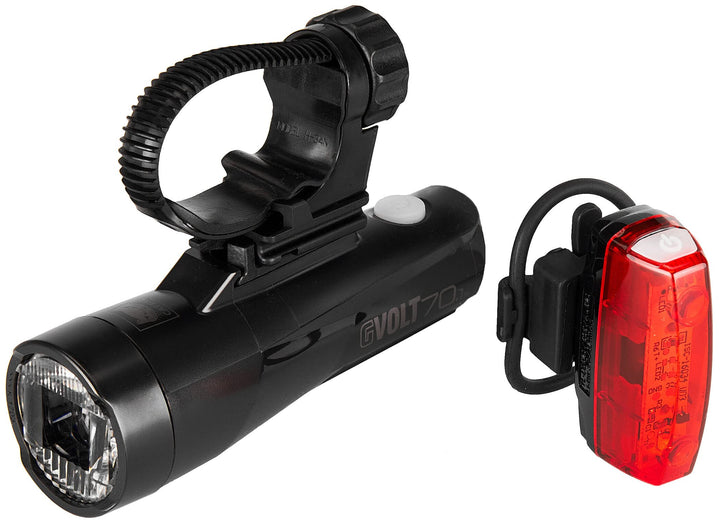 CATEYE GVolt 70.1 + Rapid Micro G Beleuchtungsset Black/red 2020 Fahrradbeleuchtung Sets