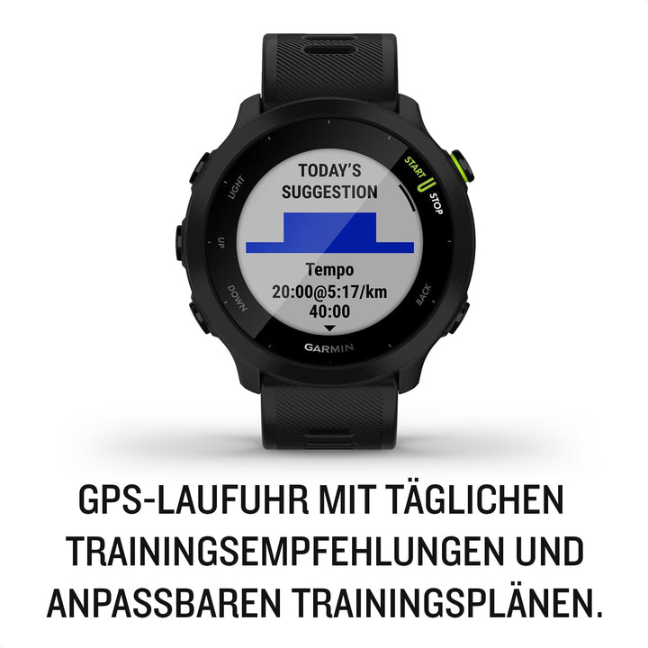 Garmin Forerunner 55 – GPS-Laufuhr mit 1,04“ Always-On-Farbdisplay, täglichen Trainingsempfehlungen,