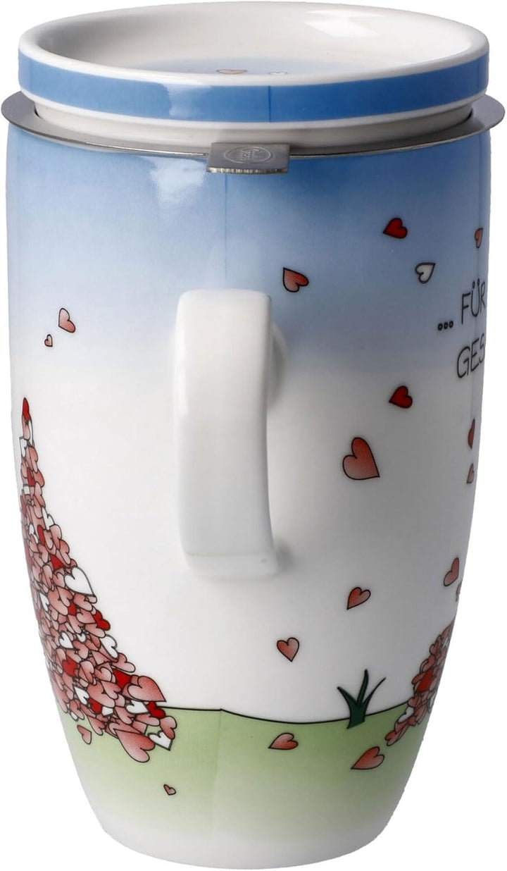 Goebel Wohnaccessoires Der kleine Yogi - Für Dich gesammelt - Teetasse mit Deckel und Sieb