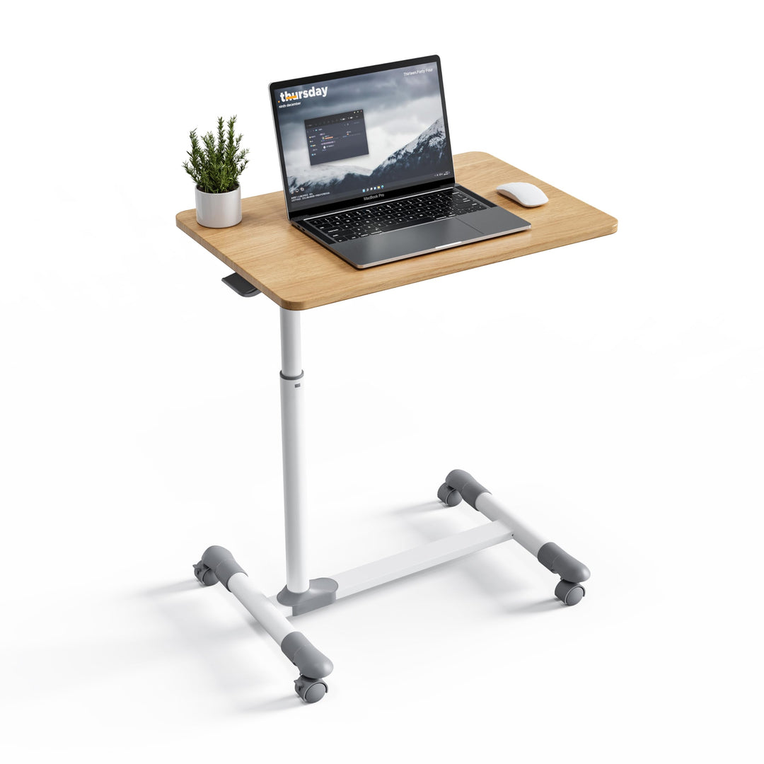 ETHU Betttisch auf Rollen, Ergonomischer Mobiler Pflegetisch 62-77 cm, Höhenverstellbarer Laptoptisc