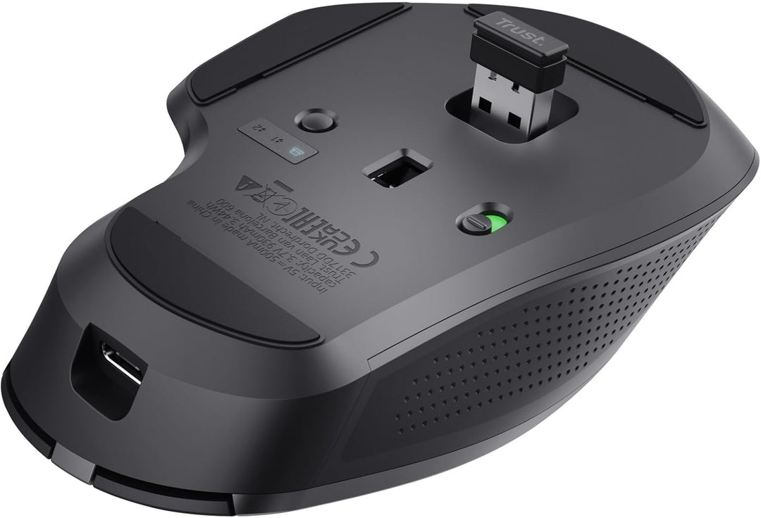Trust Ozaa+ Kabellose Maus Bluetooth + 2.4GHz, Programmierbare Mehrgeräte Funkmaus, Seitliches Mausr