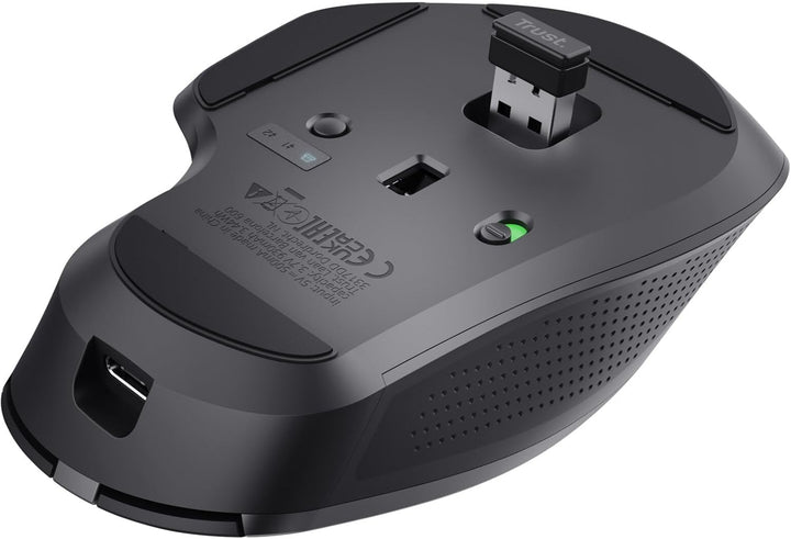 Trust Ozaa+ Kabellose Maus Bluetooth + 2.4GHz, Programmierbare Mehrgeräte Funkmaus, Seitliches Mausr
