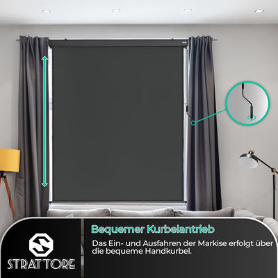 Strattore Ausziehbare Senkrechtmarkise Vertikalmarkise 120 x 250 cm - Markise mit Kurbel für Terrass