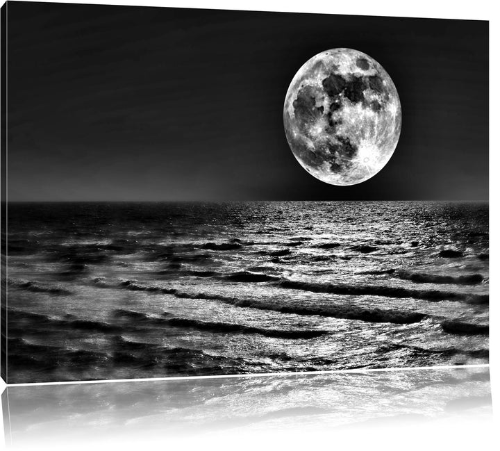 Pixxprint Meer in Dunkelheit / 100x70cm Leinwandbild bespannt auf Holzrahmen/Wandbild Kunstdruck Dek