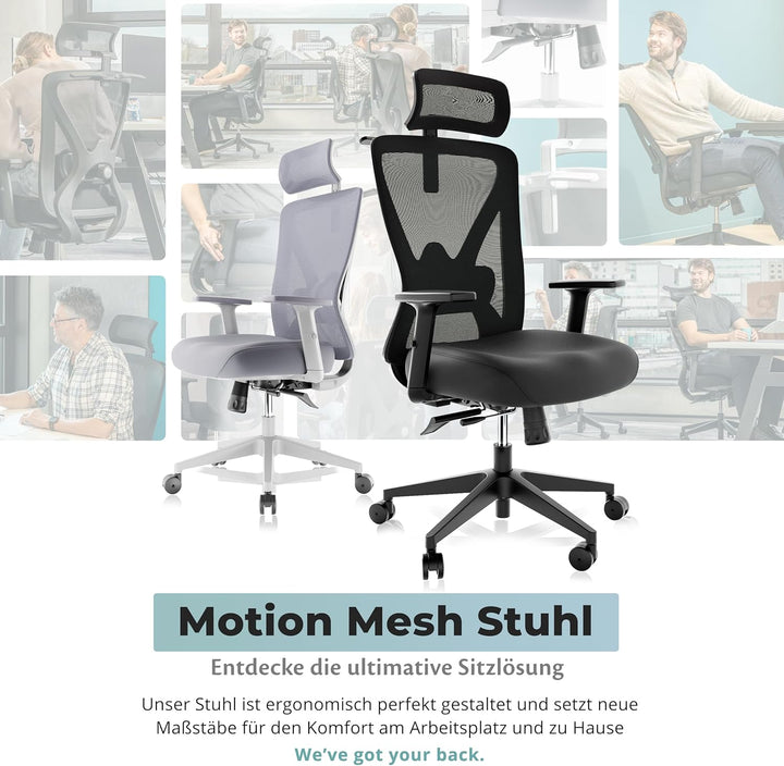 Backerz Bürostuhl Ergonomisch - Bürostühle 150kg, TUV & NEN 1335 zertifiziert - Office Schreibtischs