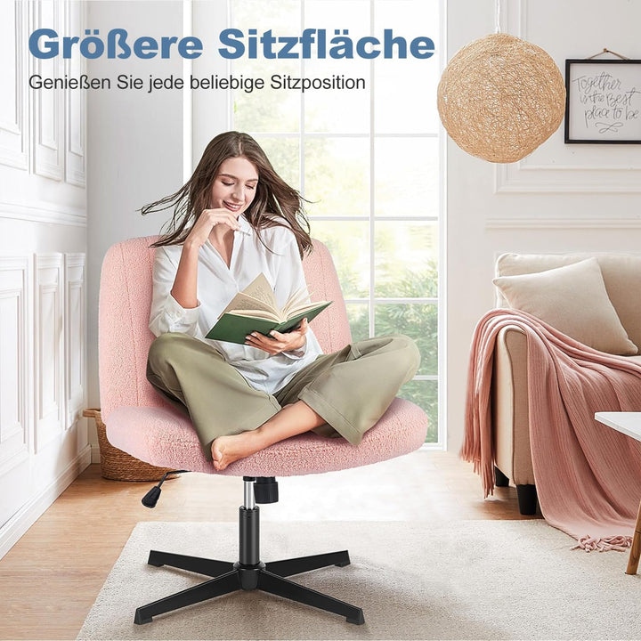 DUMOS Bürostuhl Ohne Armlehne, Teddysamt und Bequemes Netzgewebe Criss Cross Chair, mit Verbreiterte