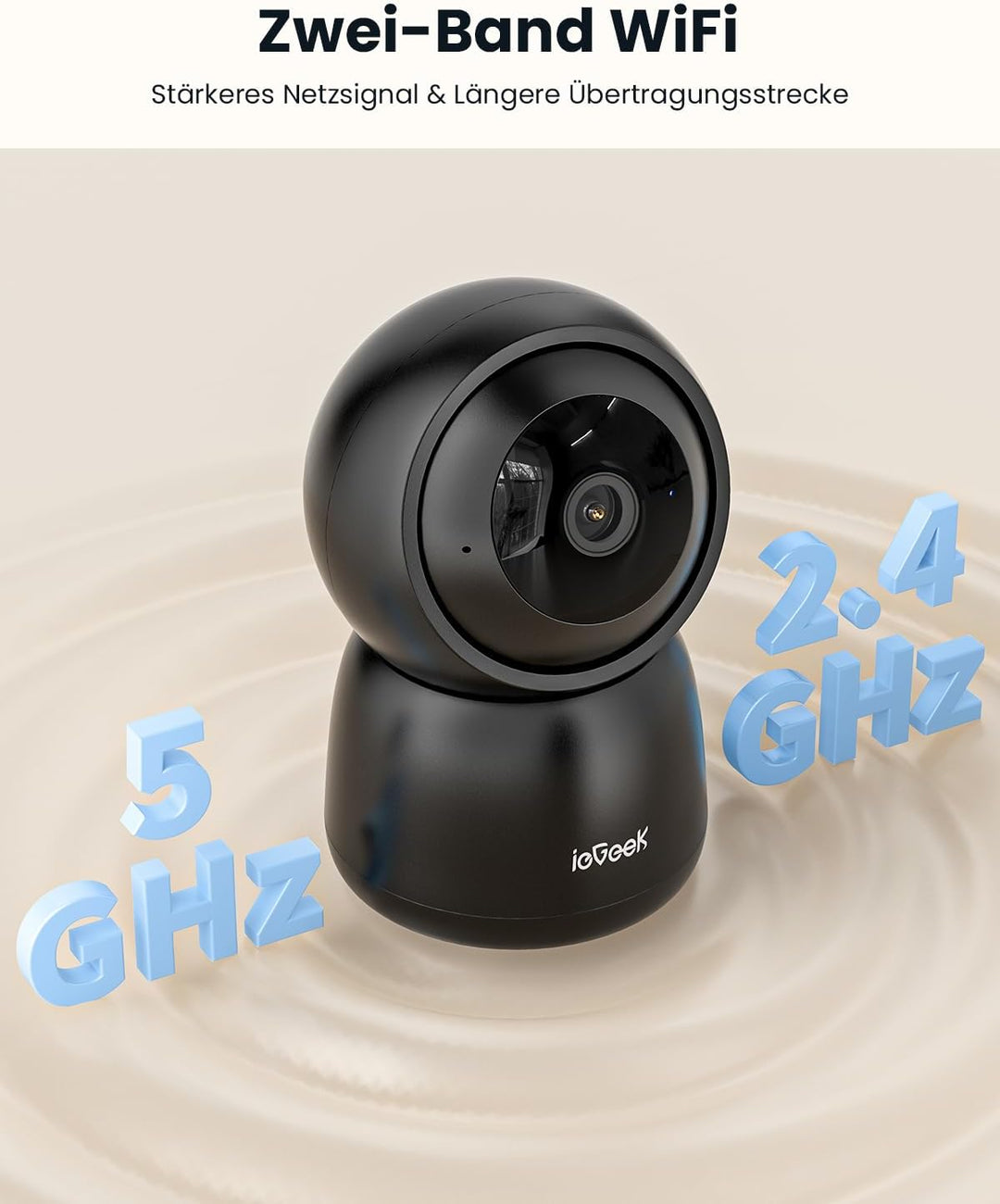 ieGeek Überwachungskamera Innen, 2K Kamera Überwachung Innen, 360° WLAN Kamera Indoor, Zwei-Wege-Aud