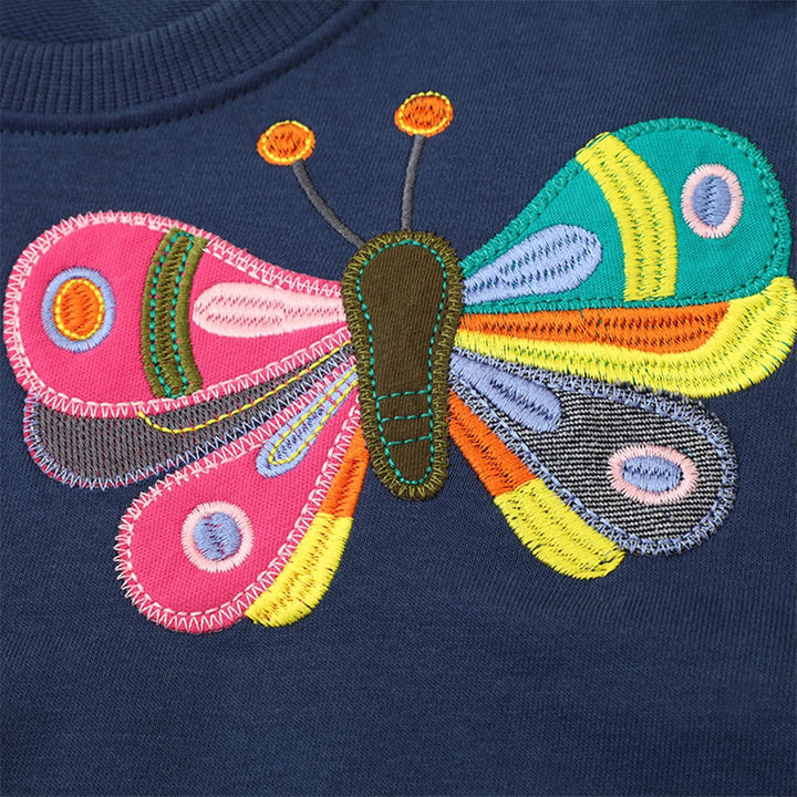 Sweatshirt für Mädchen Kinder Strickpullover mit Glitzer Pailletten Stickerei Langarmshirt Baumwolle