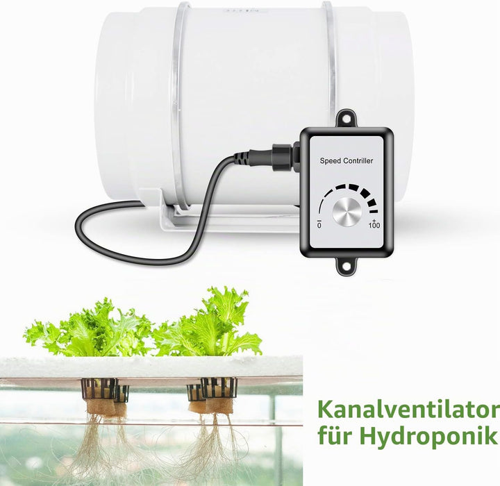 Hon&amp;Guan Abluftventilator Rohrventilator 200mm mit Variabler Geschwindigkeitskontrolle, Abluftventil