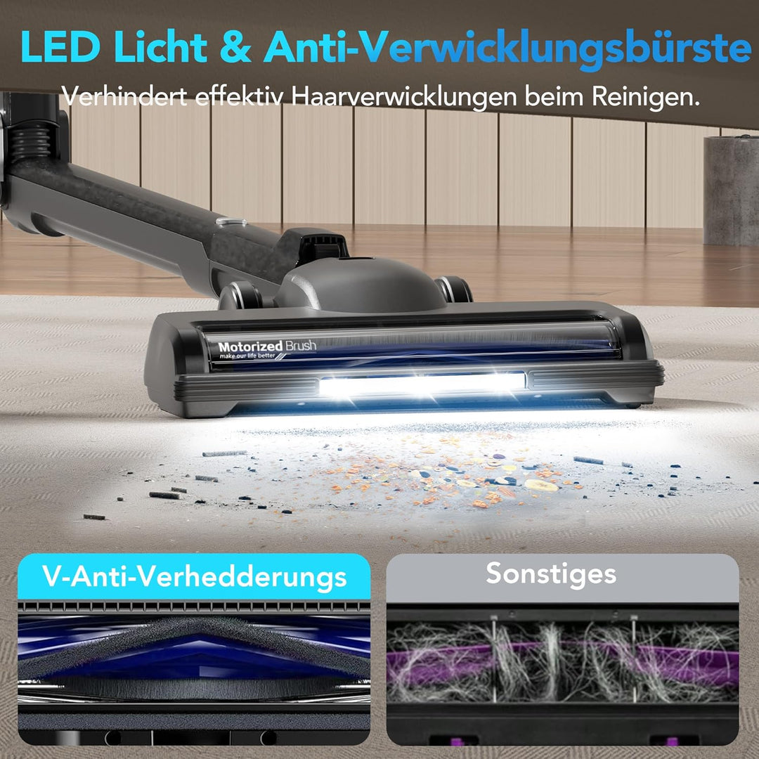 Greenote GSC80 Akku Staubsauger Kabellos 45KPa/600W, mit Ladestation, 60 Min Laufzeit, Klappbarer &