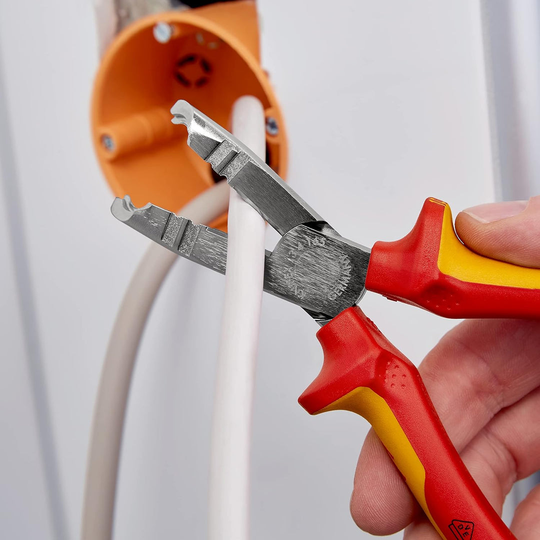 Knipex Abmantelungszange verchromt, isoliert mit Mehrkomponenten-Hüllen, VDE-geprüft 165 mm (SB-Kart